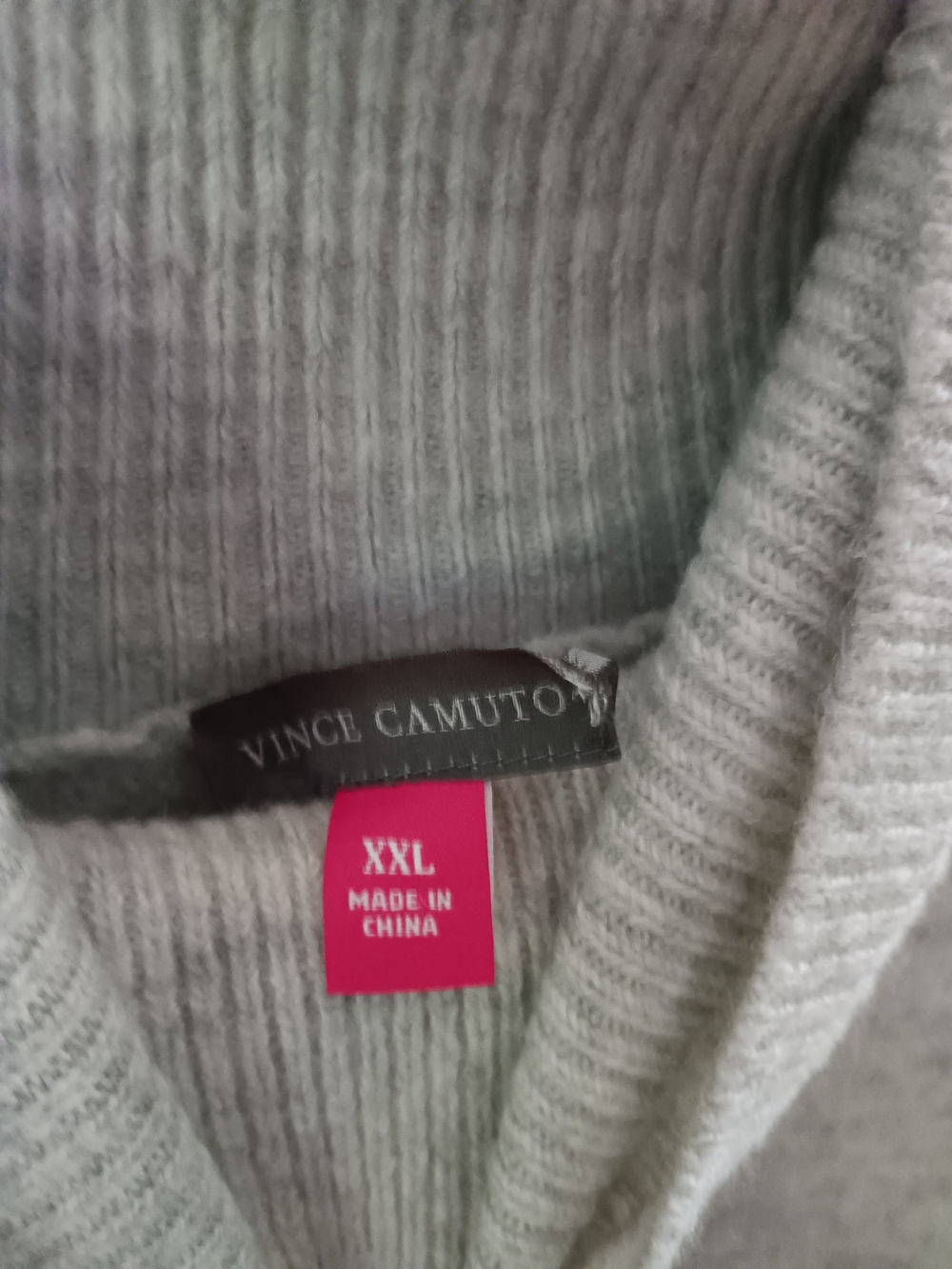 Vince Camuto Light Gray Ribbed Turtleneck Sweater